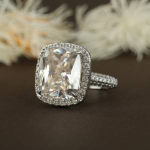 Moissanite coupe coussin diamants originaux en vvs1 clarté avec argent 925 10K 14k 18k bagues de fiançailles en or pour les femmes - Product Image 2