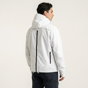 <b>Men</b> <b>White</b> Hooded Softshell <b>Jacket</b> Waterproof Windproof Outdoor Sports Hiking Running Lightweight Zip Up <b>Jacket</b> - Product Image 2