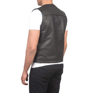 Modèle personnalisé Gilet en cuir pour motocyclette pour hommes/OEM ODM Services Gilet en cuir pour hommes - Product Image 2