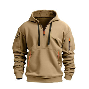 Pull à col montant pour homme, manches longues, en molleton doux mélangé, sweat-shirts décontractés, manteaux à capuche tendance avec poches - Product Image 5