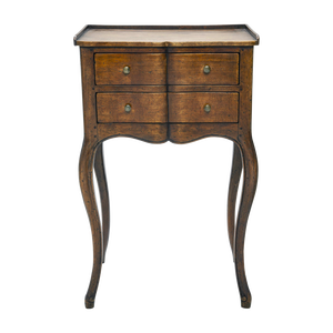 French Style Solid Wood Weathered Oak Nightstand with 2 Drawers Traditional <b>Antique</b> Design for Bedroom and Living Room Storage - Product Image 1