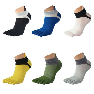 Chaussettes en coton pour hommes Chaussettes à bout cinq doigts solides Sport Running Cheville Respirantes Quick Dry Low Cut Socks - Product Image 6