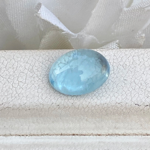 พลอยคาโบชองรูปไข่สีอความารีนจากธรรมชาติที่สวยงามพร้อมความมันวาวหลวมอัญมณีสำหรับทำเครื่องประดับ3.00กะรัต - Product Image 2