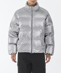 Chaqueta acolchada metálica para hombre con cuello alto y cremallera, abrigo de invierno, diseño personalizado - Product Image 2