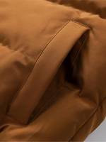 Blouson universitaire chaud pour homme avec capuche, style bomber de baseball, streetwear, fermeture éclair, marron et blanc, vêtement d'extérieur décontracté