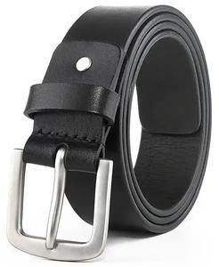 Ceinture en cuir de vachette véritable pour homme avec boucle en alliage-Design décontracté personnalisable - Product Image 1