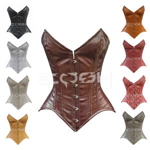 Corset en PVC brillant effet peau de serpent marron chocolat pour les soirées et les occasions spéciales - Product Image 5