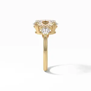 Anillo de moissanita de compromiso con forma de corazón chapado en oro blanco de fábrica directa con ajuste de pavé para mujeres y hombres a precio a granel - Product Image 5