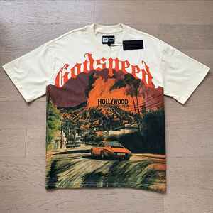 T-shirt personnalisé à manches courtes de 250 grammes imprimé T-shirt d'été à manches courtes pour hommes Street Loose Vintage Silk Print Graphic T-shirt - Product Image 4