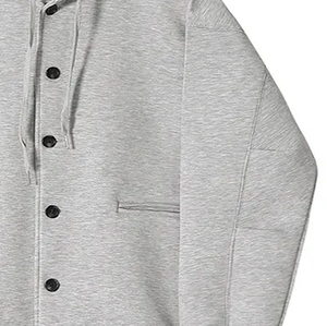 Sudadera con capucha de algodón 100% de talla grande a precio barato, sudadera con capucha de Color sólido al por mayor, sudadera térmica abotonada Premium para hombre - Product Image 6