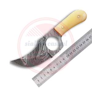 Cuchillo de caza de acero de Damasco hecho a mano de tamaño personalizado, cuchillos desolladores con mango cómodo y Funda de cuero - Product Image 2