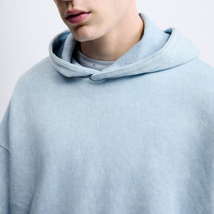 Sweat à capuche oversize pour homme en molleton 100% coton, respirant, avec lavage vintage personnalisé, épaules tombantes et ourlet brut, style streetwear, offre ODM pour l'hiver - Product Image 1