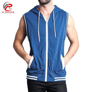 <b>Men</b> Bodybuilding Gym Training Workout Running <b>Sleeveless</b> Hoodies Slim Fits Cotton Polyester Zipper <b>Sleeveless</b> <b>Hoodie</b> - Product Image 1