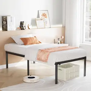 Estructura de cama TRIHO de estilo vintage, listones de acero, capacidad de peso de 3500 libras, cama de hierro plegada