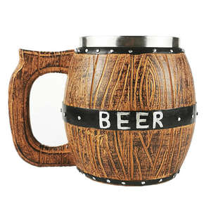 Taza de Cerveza Vikinga Rústica de Madera Marrón Hecha a Mano Vintage TIMELESS CRAFT, Colores de Logotipo Personalizados para Fiestas de Café, Celebraciones, Negocios - Product Image 2