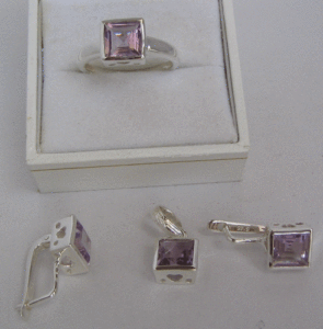 Shah Gems 925 Sterling Silver Natural Amethyst <b>Set</b> for Women Gold Rose Gold for Party Wedding Featuring Zircon Pearl Diamond - Product Image 1