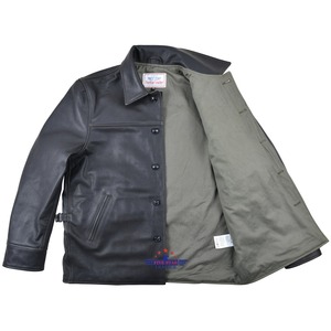 Alta calidad OEM al por mayor FiveStar para hombre 1950s chaqueta de cuero de piel de cabra sello marrón clásico ropa de trabajo Retro prendas de vestir exteriores - Product Image 1