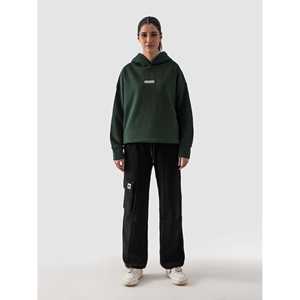 Sweat-shirt à capuche vert foncé pour femme, respirant, en soie, style streetwear décontracté, motif lettres, coupe ajustée pour l'automne - Product Image 6