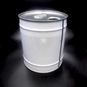 22,4 lt. diam. 300 x 345 mm customizable <b>tinplate</b> cylindrical drum with handle and pouring hole - Product Image 3