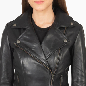 Chaqueta de moto de piel auténtica personalizada para Mujer | Ropa de abrigo ajustada a la moda | OEM, ODM, fabricante al por mayor - Product Image 4