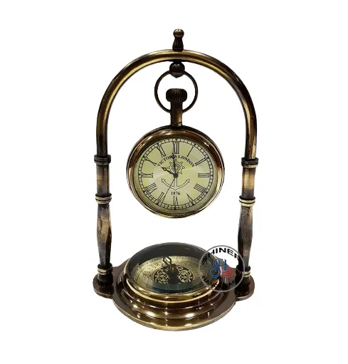 航海ヴィンテージ真鍮デスク時計棚テーブルディスプレイコンパスアンティークポリッシュテーブルクロックパーソナライズされたお土産オフィス時計