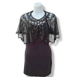 Flecos elegante capa burlesca con hebras de cuentas lentejuelas hermosa silueta recta sujeta cuello envoltura festiva para Club - Product Image 2