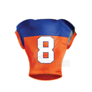 เสื้อฟุตบอลอเมริกัน Allen 8 สีน้ำเงินส้ม ลายพิมพ์แบบ Sublimated คอวี แขนสั้น ทรงเข้ารูป เสื้อผ้าผู้ชาย MOQ ต่ำ - Product Image 2