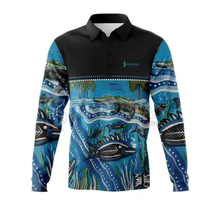 Camicia da pesca da uomo con stampa a sublimazione a manica lunga nuova moda con stampa Logo personalizzata camicia da pesca da uomo