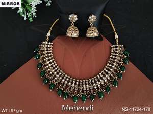 เครื่องประดับโบราณสไตล์แฟนซี Mehendi ชุบปาร์ตี้สวมชุดสร้อยคอ - Product Image 4
