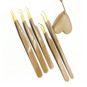 Pinzas de extensión de pestañas de acero inoxidable de alta calidad logotipo personalizado punta puntiaguda Color sombreado puntas de volumen tarifa al por mayor - Product Image 6