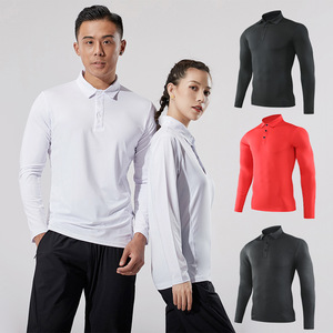 Elastic Long Sleeve Sports Gym Wear Fitness Custom Logo Quick Dry Athletic Men <b>Tight</b> Plain Compression Polo <b>T</b>-<b>shirt</b> for men - Product Image 2