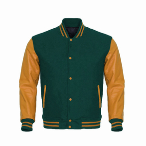 แจ็กเก็ตกันลมของผู้ชายพร้อมแขนหนังโลโก้ตามสั่ง - Product Image 1