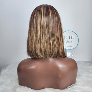 วิกผมบ๊อบสั้นไฮไลท์สี 4/27 ผมแท้เวียดนามแบบลูกไม้ด้านหน้า สีน้ำตาล ผมไม่ใช่เรมี่ ถอนขนแล้ว ผลิตด้วยเครื่องจักร แบบเย็บสองชั้น - Product Image 2
