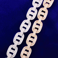Chaîne cubaine Miami de luxe en or plaqué rhodium 14 carats, 18 mm, style pavé brillant avec diamants de laboratoire, unisexe