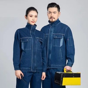 Antistatique certifié CE haute visibilité unisexe Denim travailleur combinaison extensible uniformes de soudage atelier réparation automobile électrique - Product Image 4