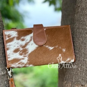 ใหม่กระเป๋าสตางค์หนังแฮนด์เมดแท้แบบใหม่สำหรับผู้หญิงกระเป๋าสตางค์แบบบางกระเป๋าสตางค์หนังสแนปหนังขนสัตว์กระเป๋าสตางค์หนังวัวแท้ - Product Image 1