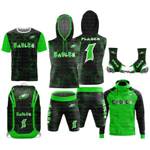 2025 UNIFORMES DE SUBLIMACIÓN Mejor Quty OEM Venta al por mayor Poliéster Personalizado 7 7 Patrón de bandera Tops Camisetas con nombre del equipo de fútbol americano - Product Image 1