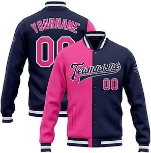 เสื้อแจ็กเก็ตผ้าใบขนแกะคุณภาพสูงสำหรับผู้ชายเสื้อแจ็กเก็ตเบสบอลมีฮู้ดพิมพ์โลโก้ได้ตามต้องการดีไซน์สีกรมท่าสำหรับฤดูหนาว - Product Image 1