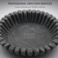 Plateau de rangement décoratif moderne et unique en résine cannelée, gris anthracite, texture pierre, durable, pour salle de bain, maison, bureau, personnalisable