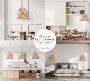 Lámpara colgante de ratán de Santa Bárbara hecha a mano, iluminación Bohemia costera de ratán tejida a mano para comedor, cocina y dormitorio - Product Image 3