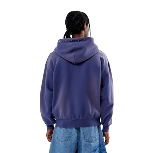 Sudaderas con capucha y cremallera hechas a medida para hombre con bolsillo de piedra, precio al por mayor, hombro caído de gran tamaño desteñido por el sol con diseño unisex estampado - Product Image 2