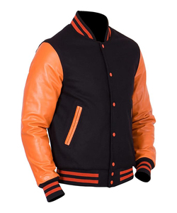 Letterman Varsity Puffer Jacket Genuine <b>Cow</b> Leather Sleeve Handmade OEM Original Wool Baseball Bomber Wholesale Price - Product Image 1