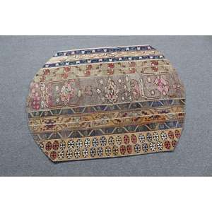 Alfombra Vintage de 3.4x4.3 pies, Alfombra Turca, Alfombra Azul a Rayas de Lana - Product Image 3