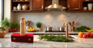 Handmade Copper Water Metal Bottle Modern Style Leak-Proof and Joint-Free for Travel with its <b>Red</b> Velvet <b>Gift</b> <b>Box</b> - Product Image 6