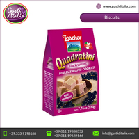 Loacker Quadratini 220g X18 Gaufrettes italiennes croustillantes à faible teneur en gras au chocolat et aux cassis, biscuits aux ingrédients purs, forme allongée