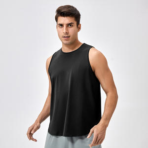 Alta calidad 90% poliéster 10% Spandex secado rápido elástico correr entrenamiento camiseta sin mangas Fitness entrenamiento gimnasio Camisa sin mangas para hombres - Product Image 4