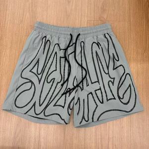 Pantalones Cortos de Chándal Personalizados para Hombre, Estilo Vintage, Lisos, Transpirables, de Punto, hasta la Rodilla, de Malla de Nylon, Holgados, con Acabado Sand Blast y Lavado Ácido - Product Image 1