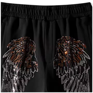 High Waist 100% Cotton Summer <b>Shorts</b> with Rhinestone Design <b>Slim</b> <b>Fit</b> High Street Style Solid Pattern Wholesale OEM - Product Image 4