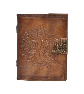 Tree of life emboss Writing Pad charcoal Notebook Leather Journal with clasp Handmade <b>Notepad</b> For Men & Women Unlined Paper - Product Image 1