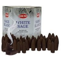 Paquete de 40 conos de incienso HEM White Sage Backflow, conos de fragancia marrón para meditación, limpieza de aura, alivio del estrés y relajación
